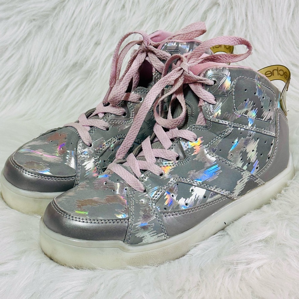 EUC Skechers Sparkly Pink Hi-Top Shoes Size‎ 6